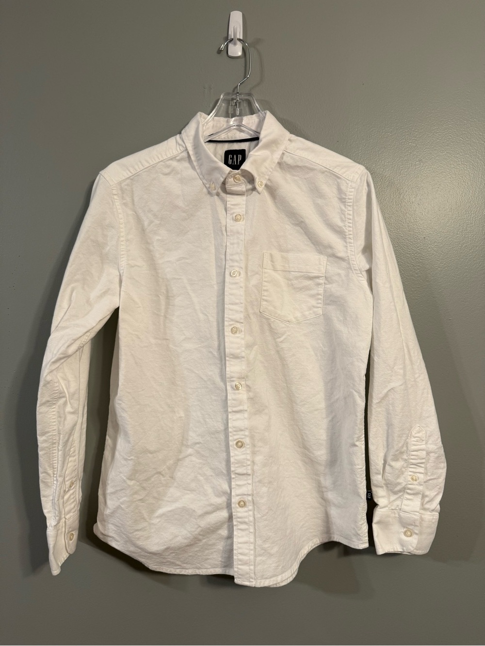 GAP Men’s White Oxford Button Down Shirt MD Stretch Cotton Long Sleeve Pocket